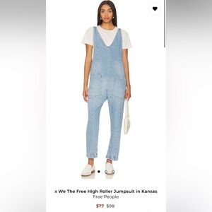 Free People Light Blue Denim Overalls